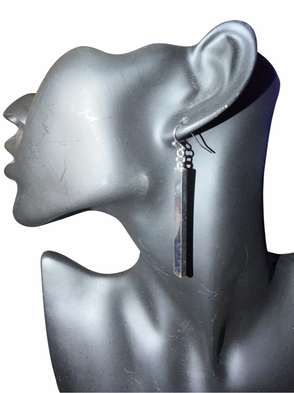 Minimalist Silver tone Bar Drop Earrings - Modern Women Jewelry